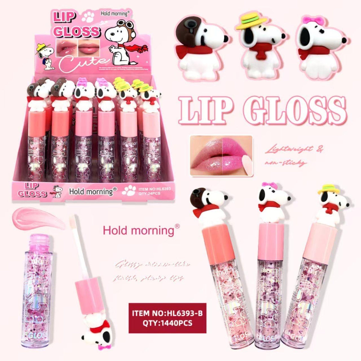 HOLD MORNING SNOOPY LIP GLOSS 24 PCS DISPLAY HL6393