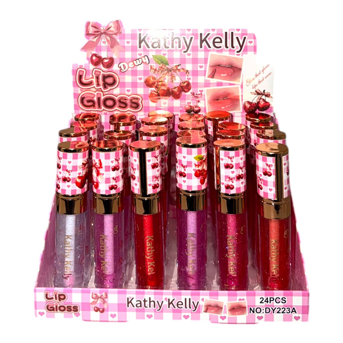 KATHY KELLY CHERRY LIP GLOSS 24PCS (NO: DY223A)
