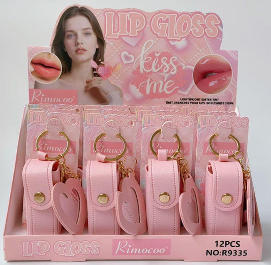 RIMOCOO KISS ME LIP GLOSS WITH LIPGLOSS HOLDER 12PCS DISPLAY