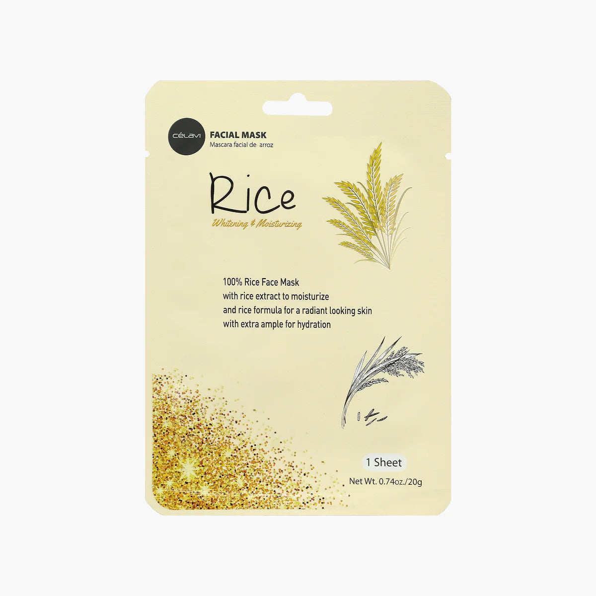 CELAVI FACIAL MASK RICE WHITENING & MOISTURIZING 24 PACK