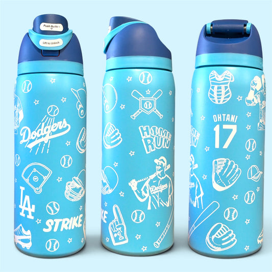 (#160) BASEBALL & SPORTS WATER CANISTER WITH BUILT IN STRAW 32 OZ./945 ML 1PC