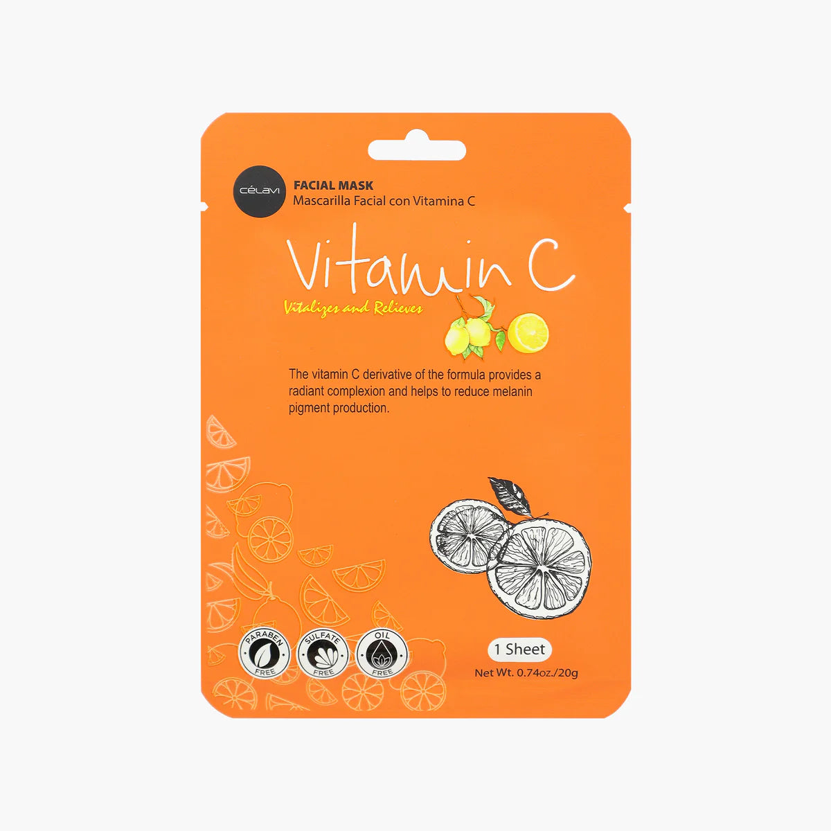 CELAVI FACIAL MASK VITAMIN C ILLUMINATES & PROTECTS 24PACK