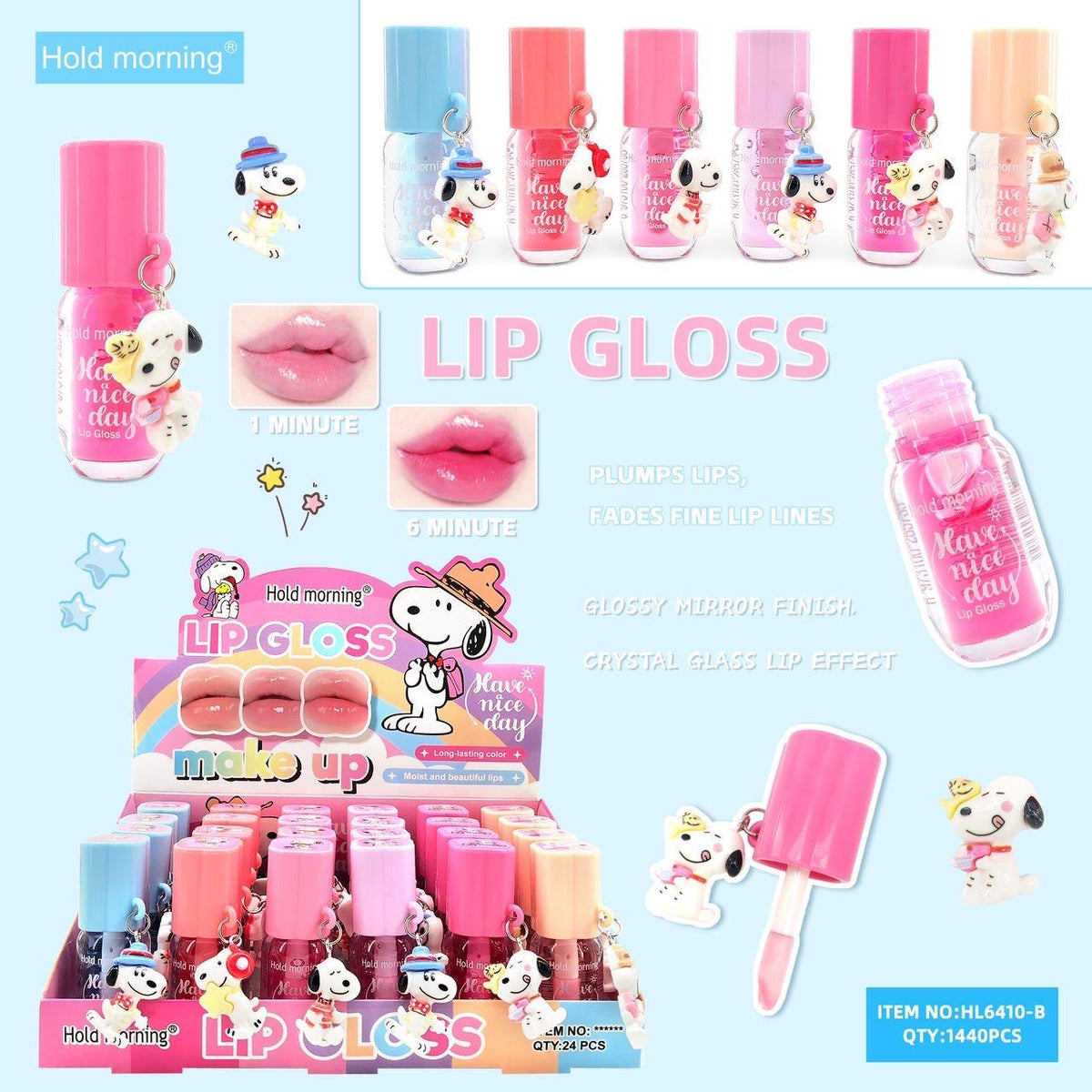 HOLD MORNING WHITE DOG LIP GLOSS 24 PCS DISPLAY NO.HL6410