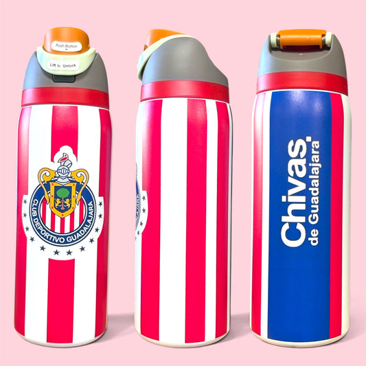 (#158) CHIVAS DE GUADALAJARA WATER CANISTER WITH BUILT IN STRAW 32 OZ./945 ML 1PC