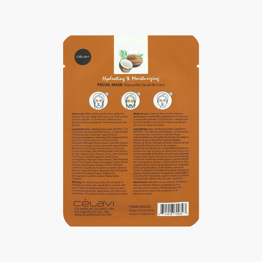 CELAVI FACIAL MASK COCONUT HYDRATES & SOFTENS  24PACK