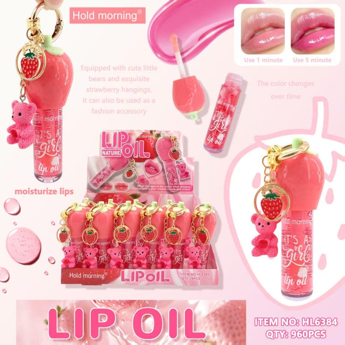 HOLD MORNING NATURE LIP OIL 24 PCS DISPLAY