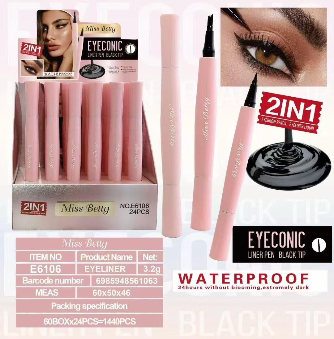 MISS BETTY 2 IN ONE EYE LINER LIQUID PEN BLACK TIP 24 PCS