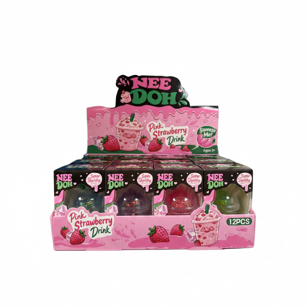 NEEDOH PINK STRAWBERRY DRINK 12 PCS DISPLAY