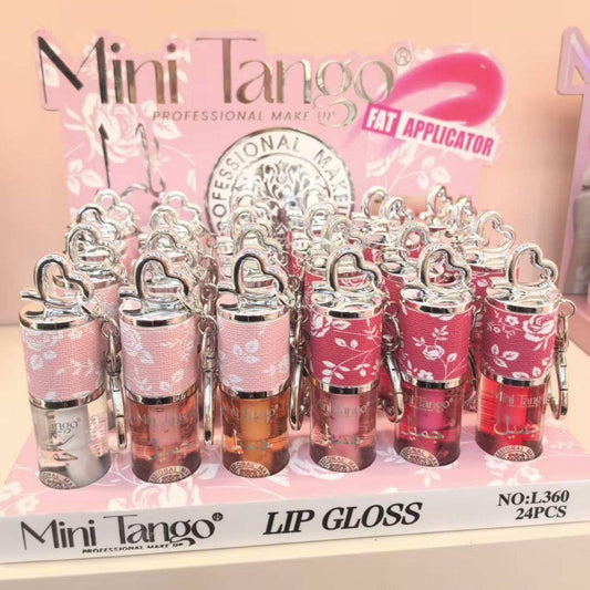 MINI TANGO LIP GLOSS WITH HEART KEY CHAIN 24 PCS DISPLAY