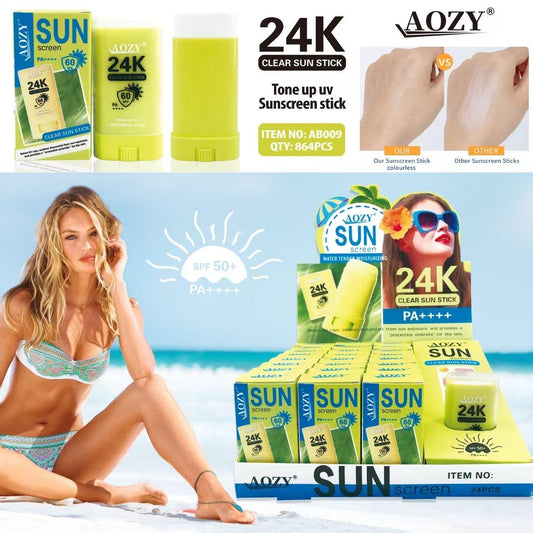 AOZY SUNSCREEN 24K CLEAR SUN STICK 60SPF 24PCS DISPLAY