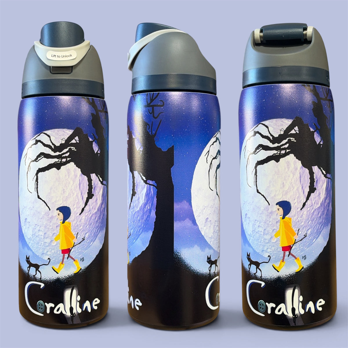 (#159) MOON & NIGHT SKY WATER CANISTER WITH BUILT IN STRAW 32 OZ./ 945 ML 1 PC