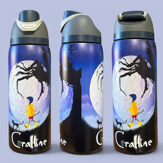 (#159) MOON & NIGHT SKY WATER CANISTER WITH BUILT IN STRAW 32 OZ./ 945 ML 1 PC