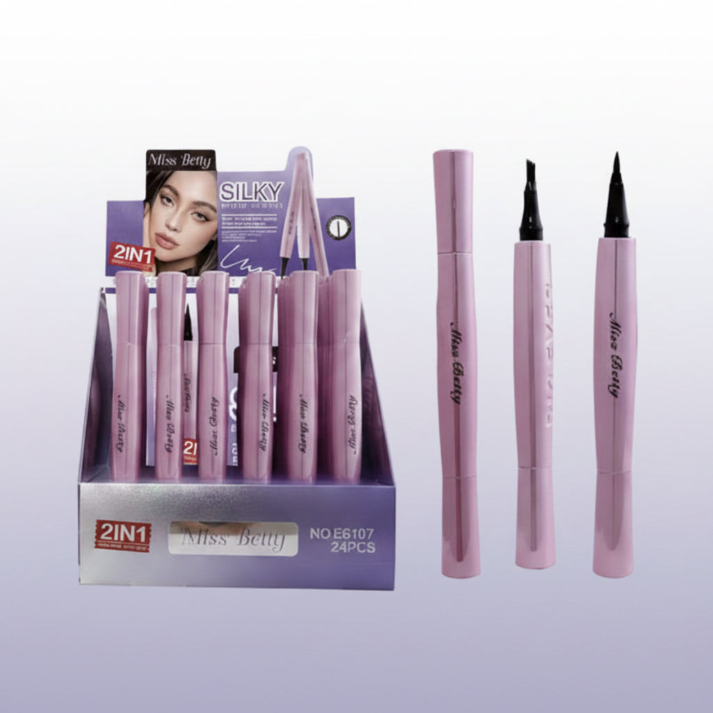 MISS BETTY 2 IN 1 WATERPROOF EYEBROW PENCIL AND EYELINER LIQUID 24 PCS DISPLAY