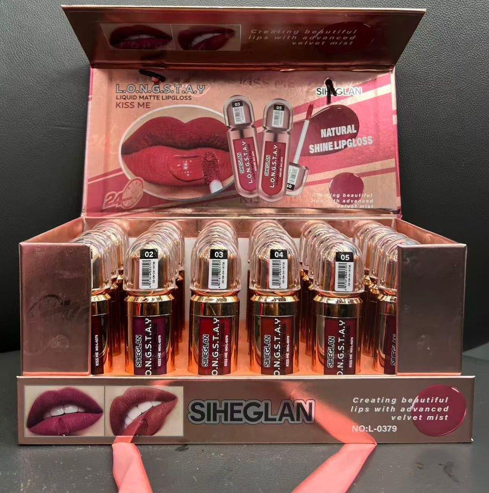SIHEGLAN LONGSTAY LIQUID MATTE LIP GLOSS 24 PCS DISPLAY L-0379