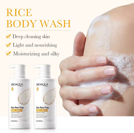 BIOAQUA RICE RAW PULP BODY WASH NET: 500ml 2 PCS