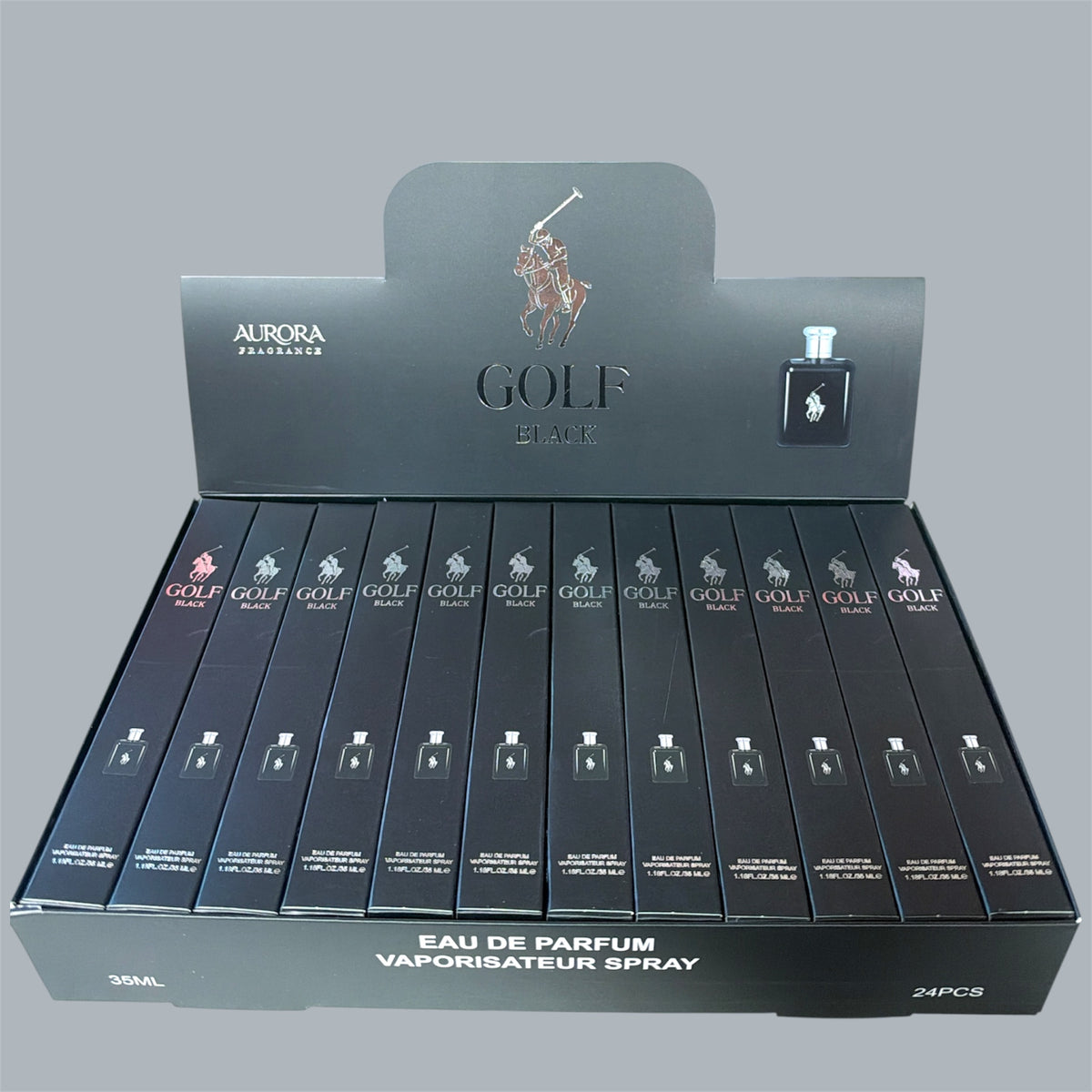 GOLF BLACK TRAVEL SIZE PERFUME 24 PCS 1.18FL OZ/35ML DISPLAY H101-038
