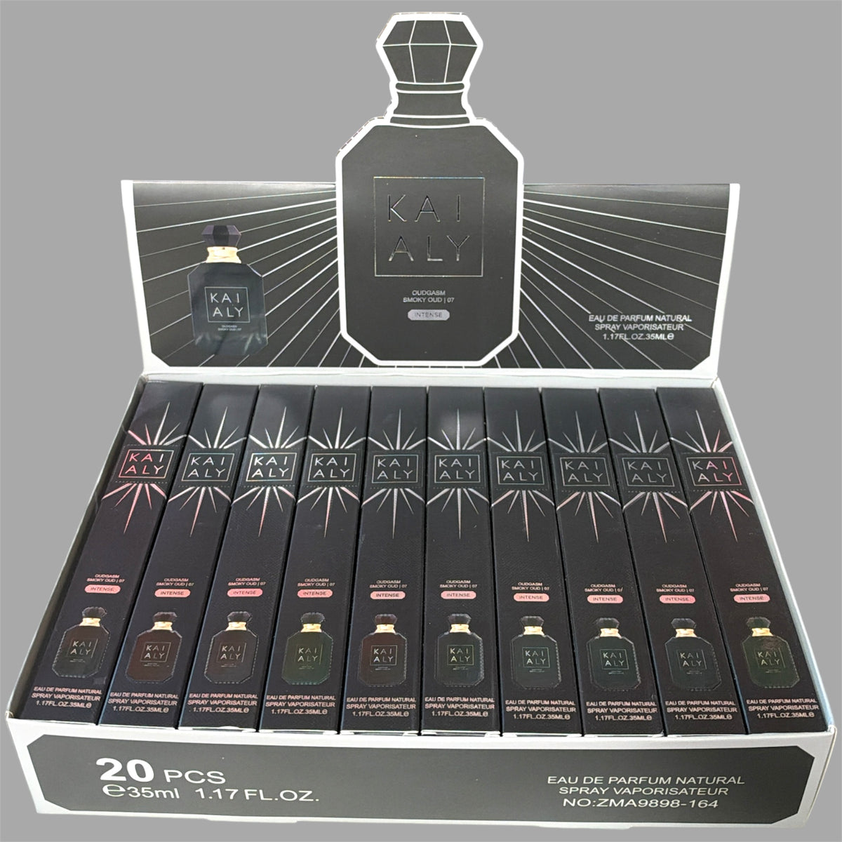 KAIALY OUDGASM SMOKY OUD | 07 INTENSE TRAVEL SIZE PERFUME 20 PCS 1.17FL OZ/35ML DISPLAY ZMA9898-164