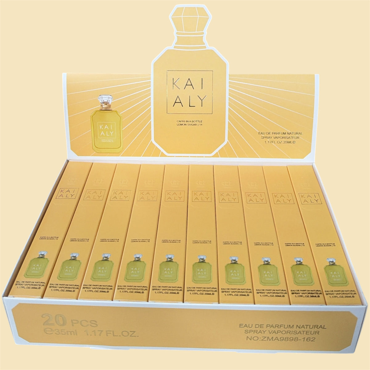 KAIALY CAPRI IN A BOTTLE LEMON SUGAR | 14 TRAVEL SIZE PERFUME 20 PCS 1.17FL OZ/35ML DISPLAY ZMA 9898-162