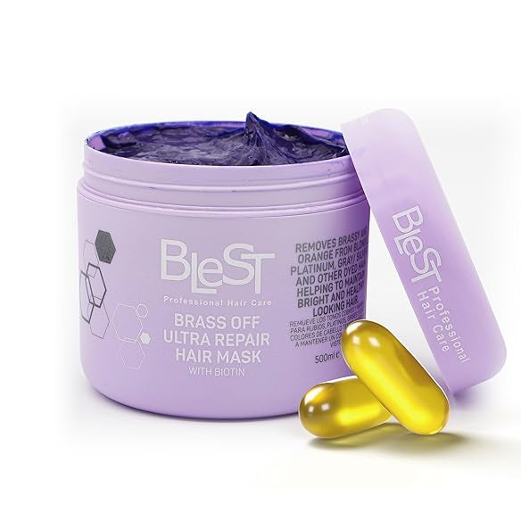BLEST BRASS OFF ULTRA REPAIR HAIR MASK WITH BIOTIN 2 PCS