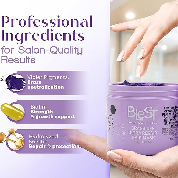 BLEST BRASS OFF ULTRA REPAIR HAIR MASK WITH BIOTIN 2 PCS