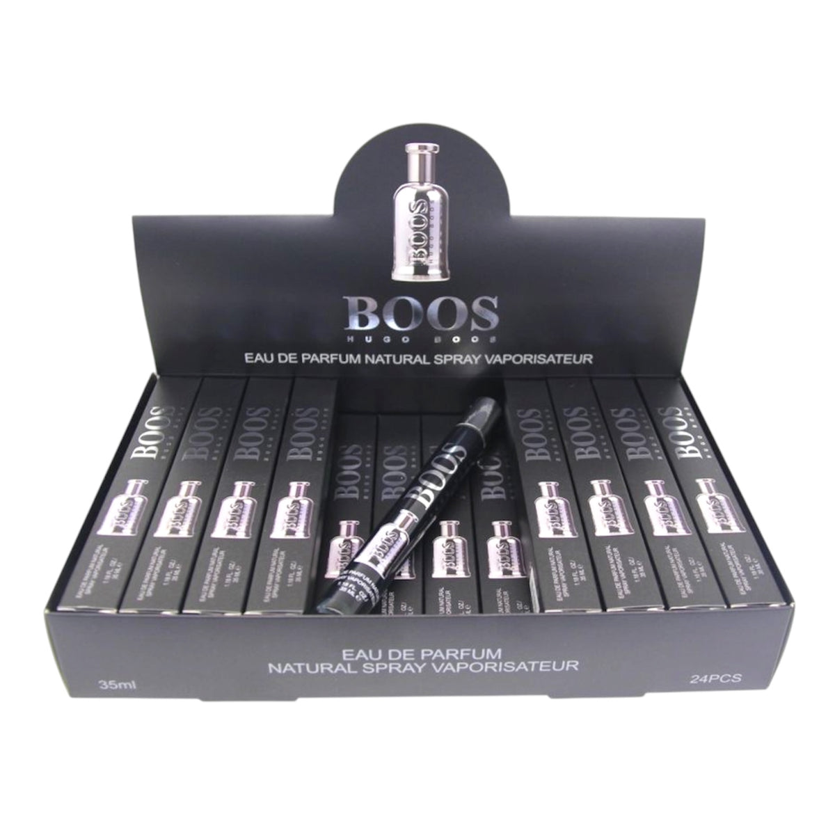 BOOS SILVER BOTTLE TRAVEL SIZE PERFUME 24 PCS DISPLAY B100-40