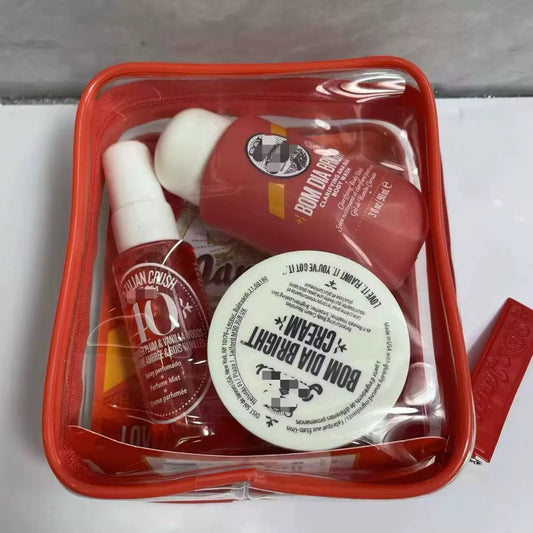 RED SET BOM DIA BRIGHT 3PCS WITH BODY WASH  ,BODY CREAM AND PERFUME MIST 1PCS