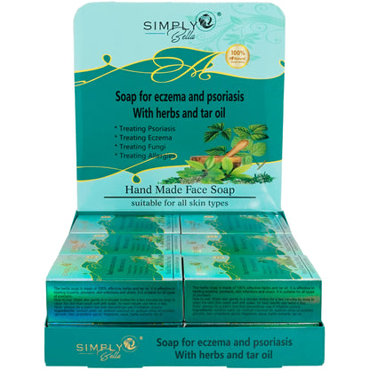 SIMPLY BELLA SOAP FOR ECZEMA AND PSORIASIS WITH HERBS AND TAR OIL 12PCS