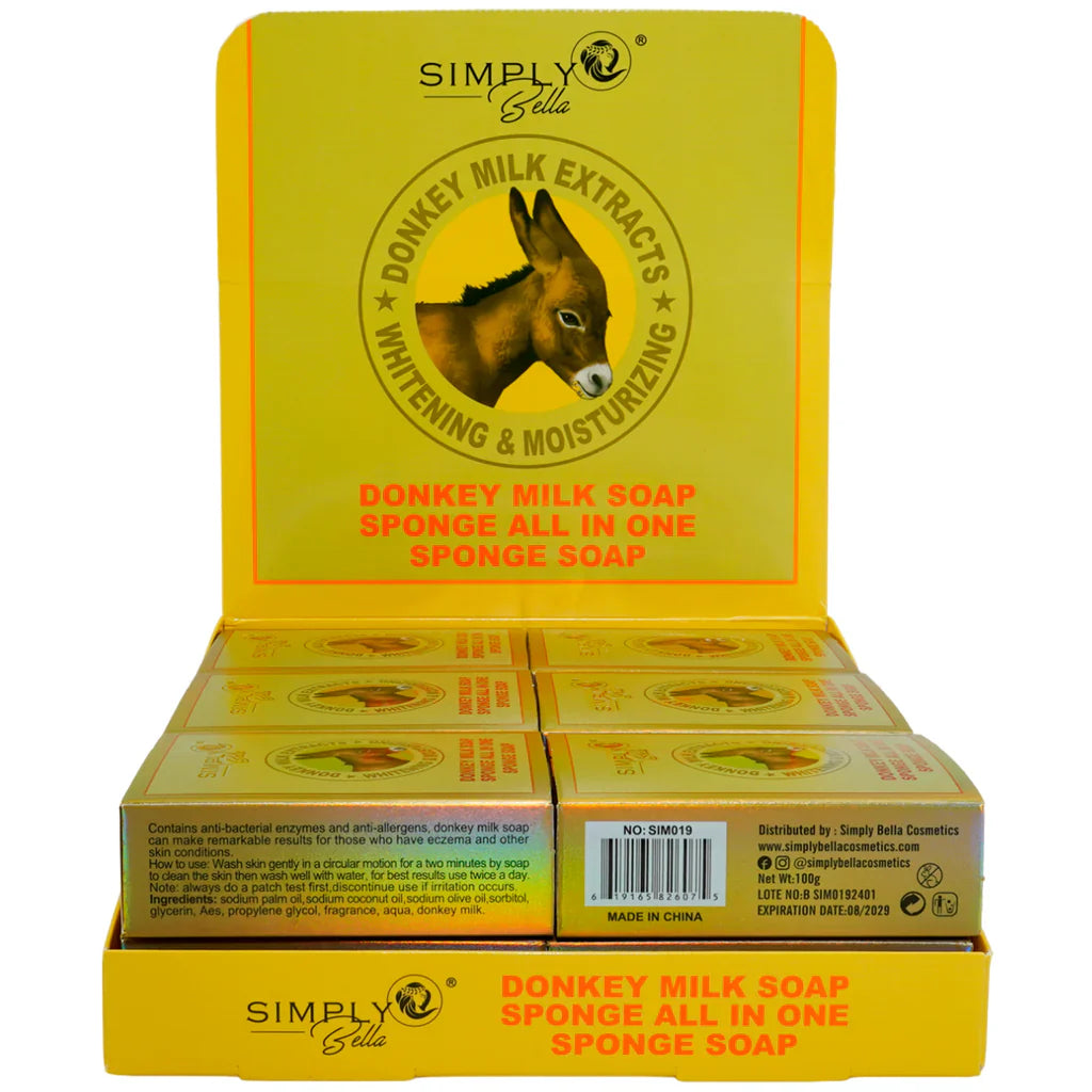 SIMPLY BELLA DONKEY MILK SPONGE SOAP 12PCS