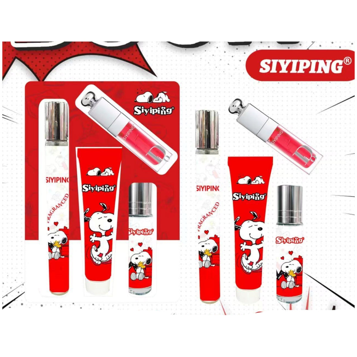DOG 4PCS FRAGRANCE SET TRAVEL PERFUME,BODY LOTION, ROLL ON PERFUME AND LIP GLOSS 2PCS