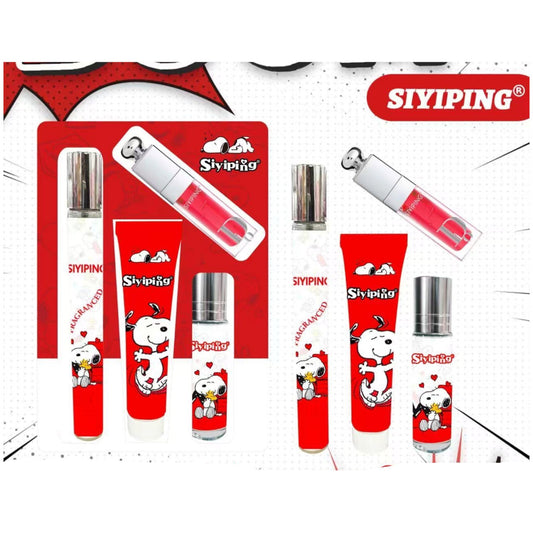 DOG 4PCS FRAGRANCE SET TRAVEL PERFUME,BODY LOTION, ROLL ON PERFUME AND LIP GLOSS 2PCS
