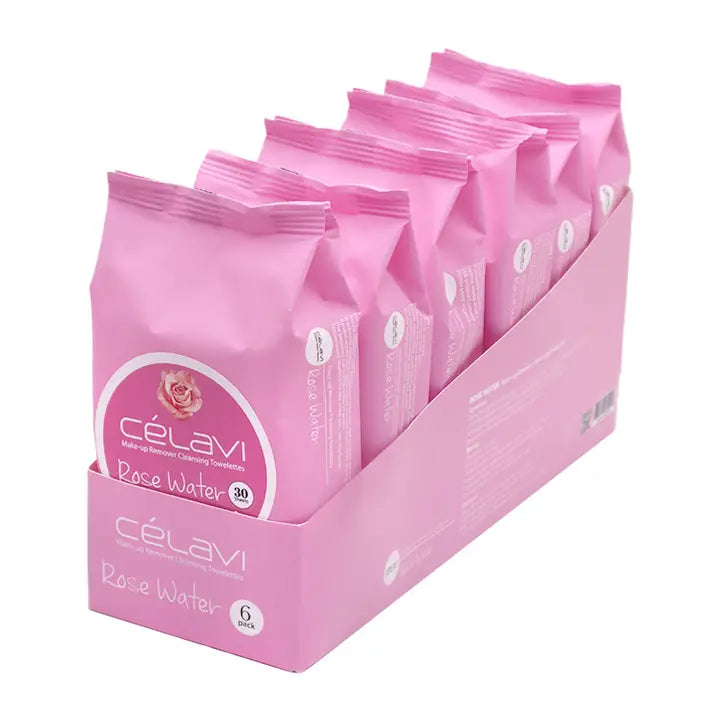 CELAVI MAKE-UP REMOVER CLEANSING TOWELETTES ROSE WATER 6PACK