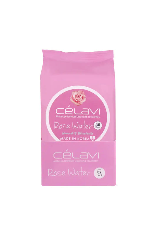 CELAVI MAKE-UP REMOVER CLEANSING TOWELETTES ROSE WATER 6PACK