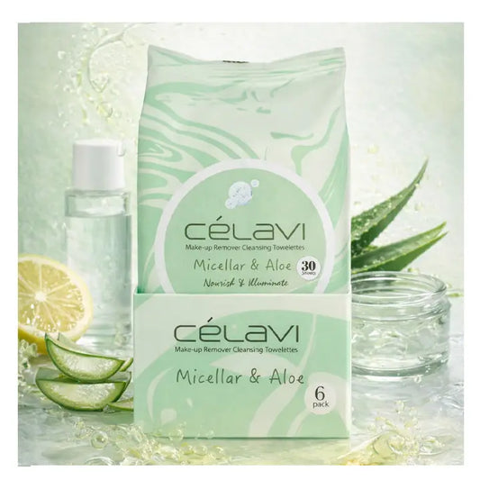 CELAVI MAKE-UP REMOVER CLEANSING TOWELETTES MICELLAR & ALOE  6PACK