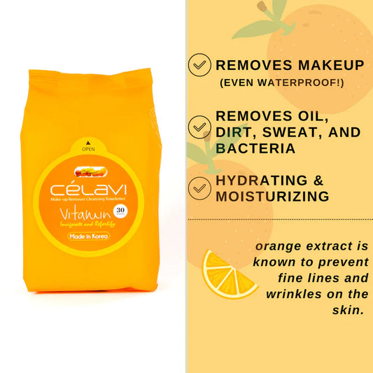 CELAVI MAKE-UP REMOVER CLEANSING TOWELETTES VITAMIN  6PACK