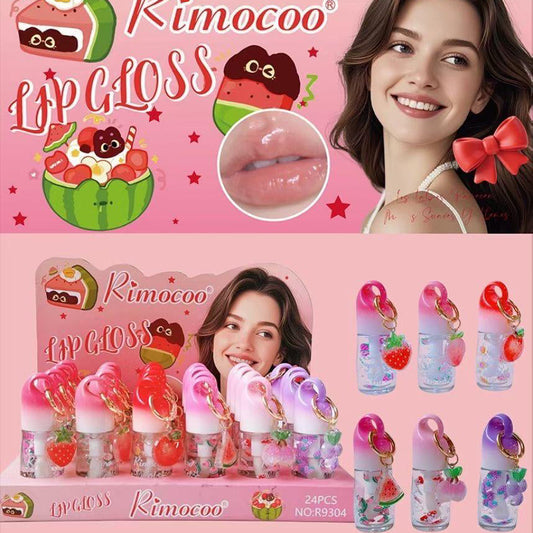 RIMOCOO LIP GLOSS FRUIT KEYCHAINS 24PCS DISPLAY