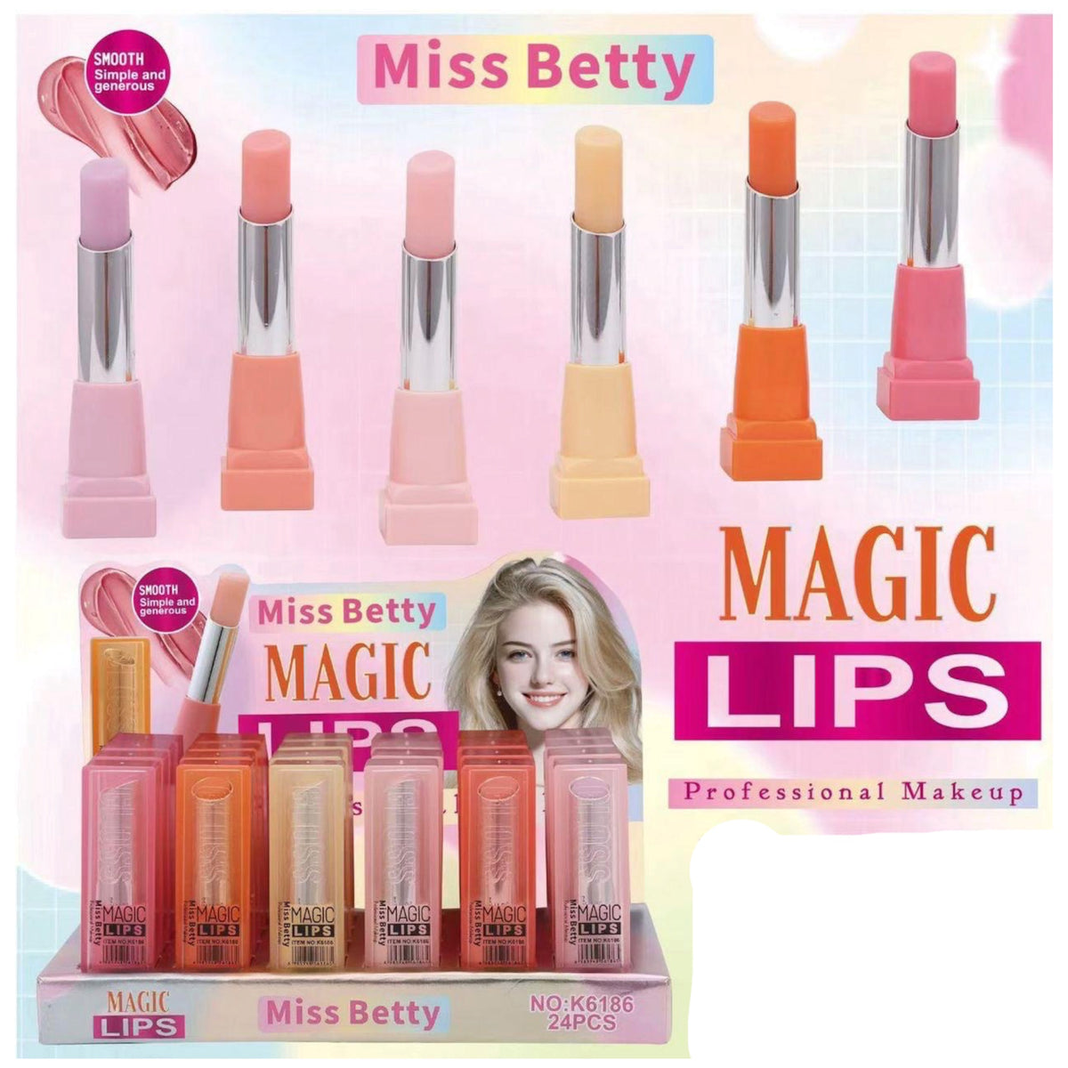 MISS BETTY MAGIC LIPS 24PCS DISPLAY