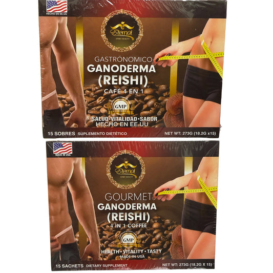 ETERNAL SPIRIT BEAUTY GOURMET GANODERMA REISHI DIETARY SUPPLEMENT 4 IN 1 COFFEE 15 SACHETS, 2 PCS