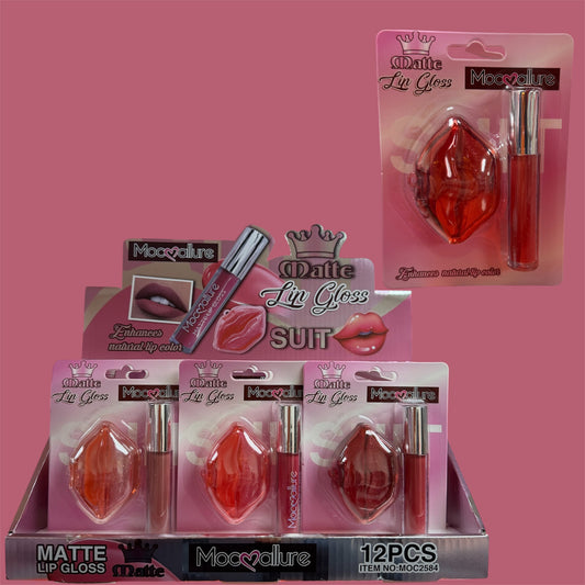 MOC❤️ALLURE MATTE LIP GLOSS WITH LIP CONTAINER 12 PCS DISPLAY NO.MOC2584