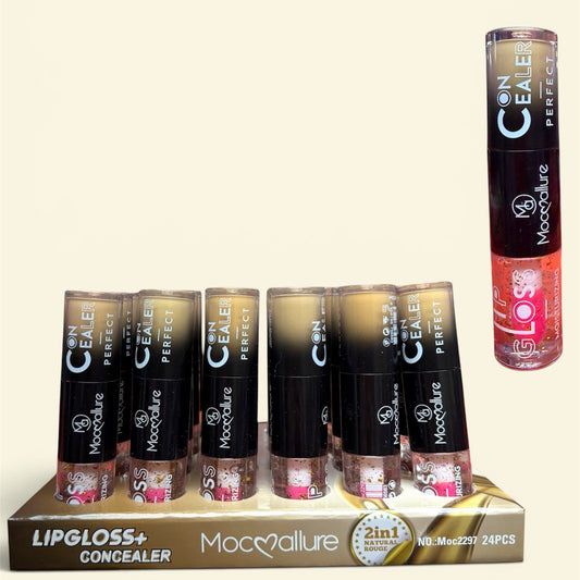 MOC❤️ALLURE 2 IN 1 LIP GLOSS PLUS CONCEALER 24 PCS DISPLAY NO.Moc2297