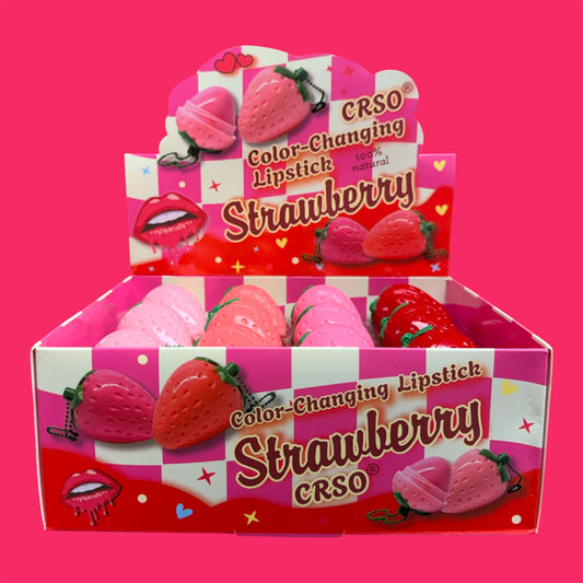 CRSO STRAWBERRY LIPSTICK 4 DIFFERENT COLORS 24 PCS DISPLAY 8613-1