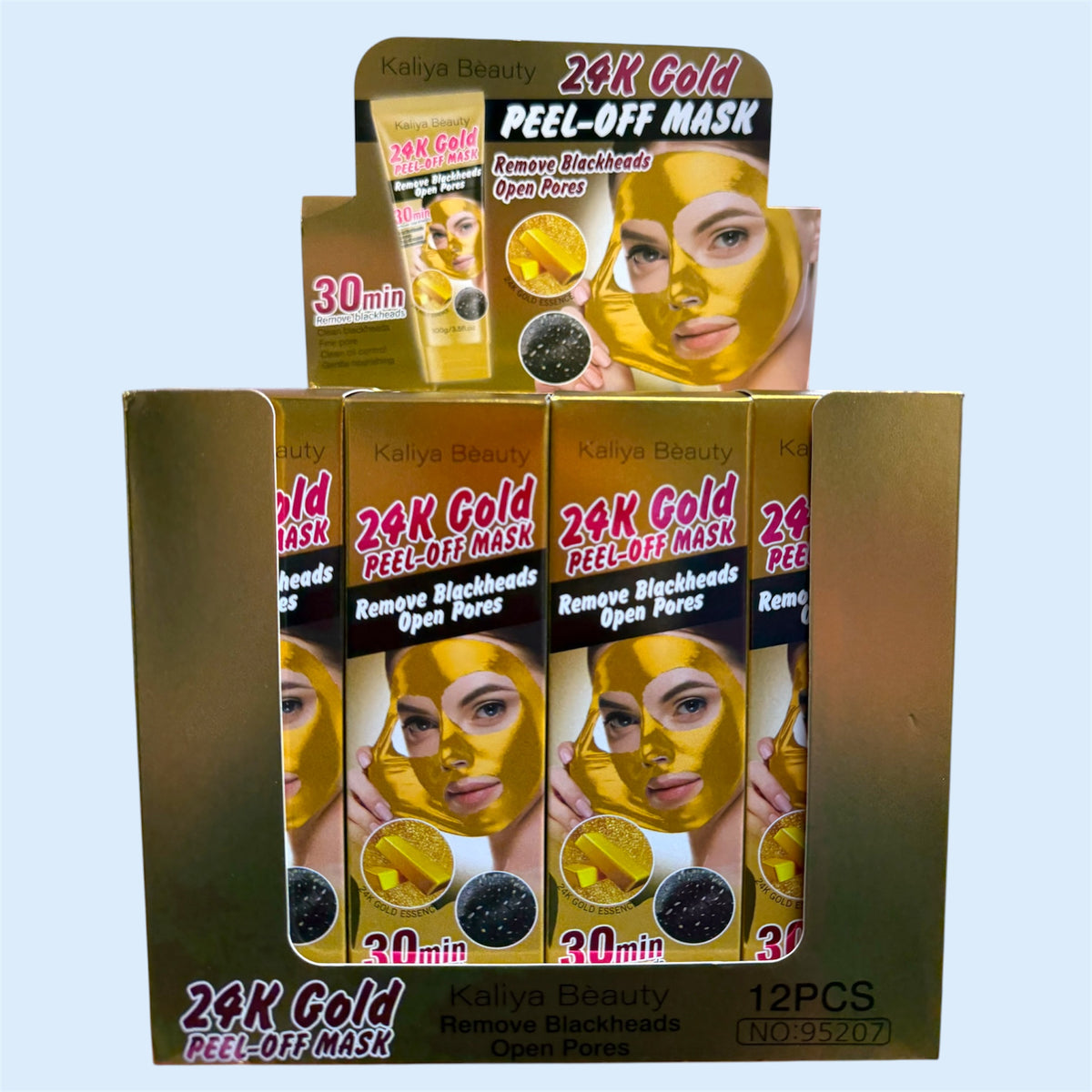 KALIYA BEAUTY GOLD COLOR PEEL-OFF FACE MASK 12 PCS DISPLAY NO.95207