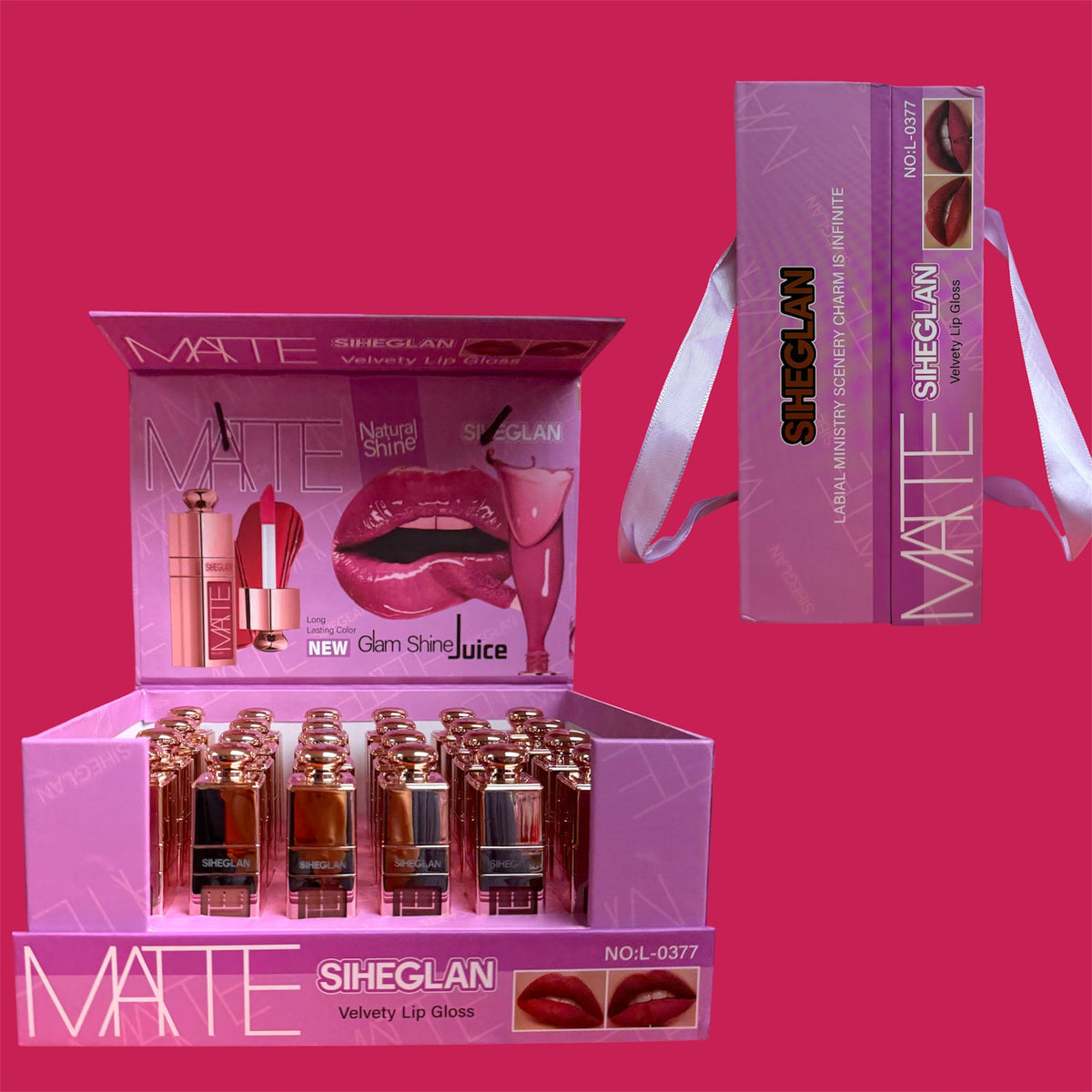 SIHEGLAN VELVETY LIP GLOSS 24 PCS DISPLAY (NO:L-0377)