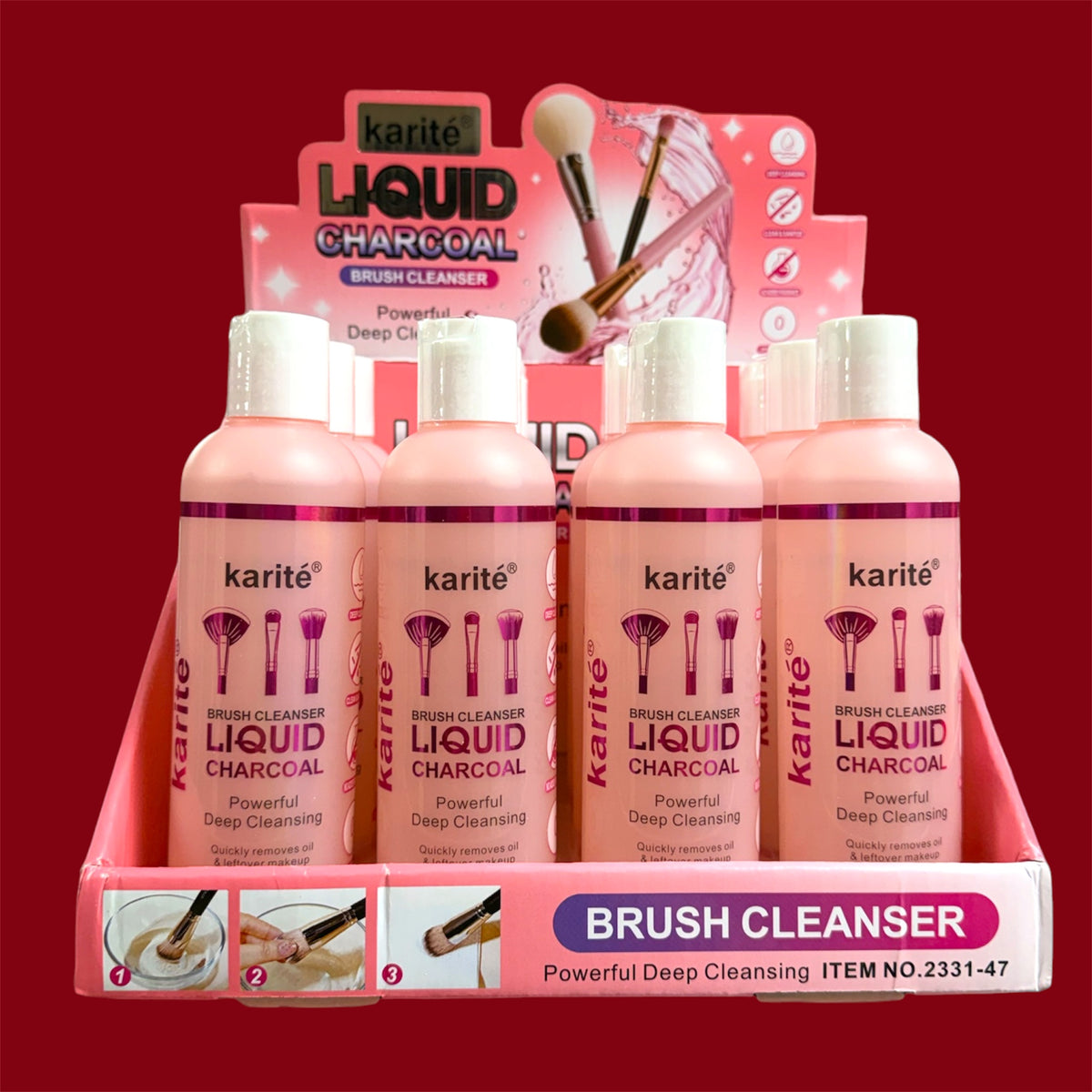 KARITE LIQUID CHARCOAL BRUSH CLEANSER 12 PCS DISPLAY NO.2331-47
