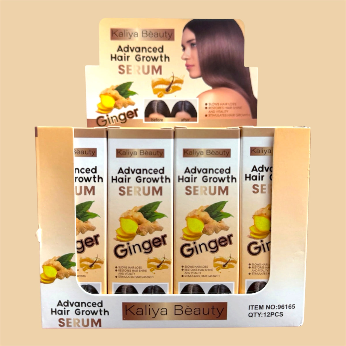 KALIYA BEAUTY GINGER HAIR GROWTH SERUM 12 PCS DISPLAY
