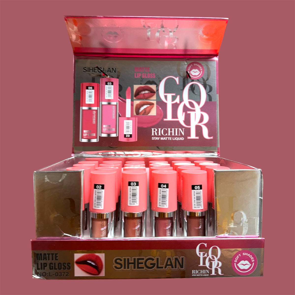 SIHEGLAN MATTE LIP GLOSS 24 PCS DISPLAY (NO:L-0372)