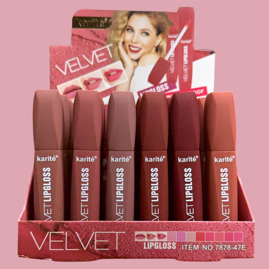 KARITE VELVET LIP GLOSS 24 PCS DISPLAY (NO: 7878-47E)