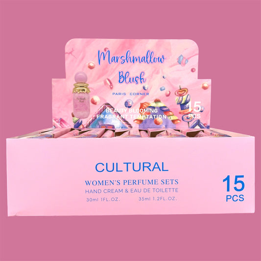 CULTURAL WOMEN’S PERFUME SET MARSHMALLOW BLUSH 15 PCS DISPLAY