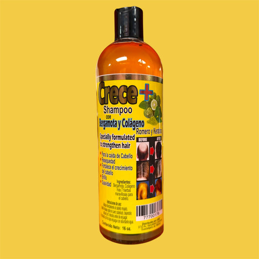 CRECE+ SHAMPOO CON BERGAMOTA Y COLAGENO, ROMERO Y KERATINA/GROW + SHAMPOO WITH BERGAMOT AND COLLAGEN, ROSEMARY AND KERATIN 2 PCS