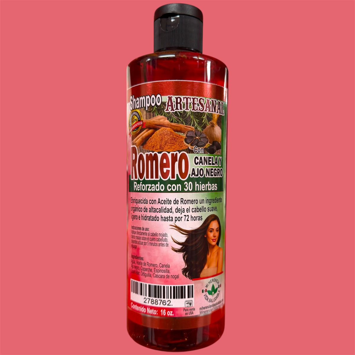 SHAMPOO ARTESANAL ROMERO CON CANELA Y AJO NEGRO/ROSEMARY SHAMPOO WITH CINNAMON AND BLACK GARLIC 2 PCS
