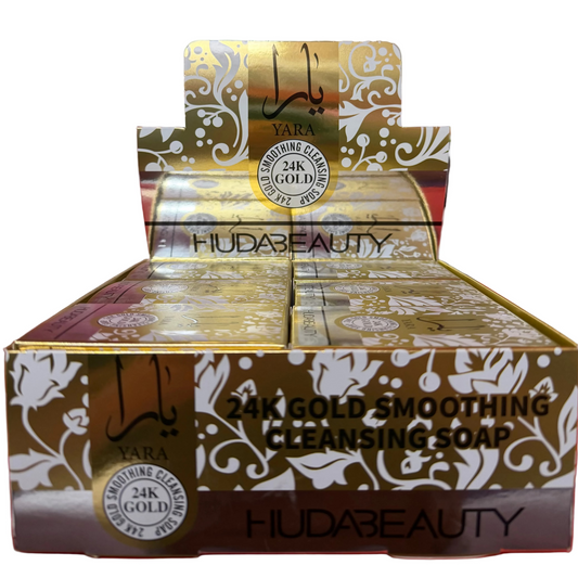 HUDABEAUTY GOLD SMOOTHING CLEANSING SOAP 12 PCS DISPLAY